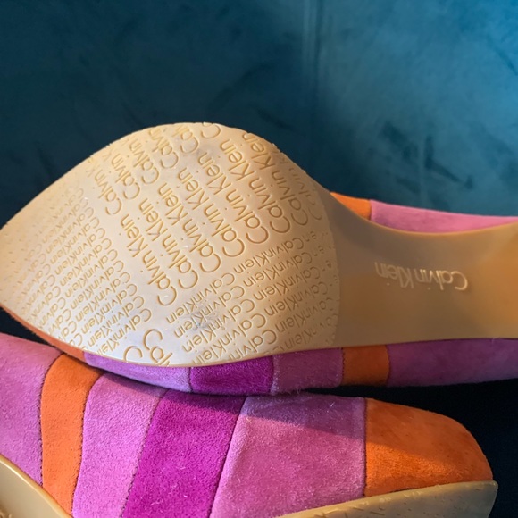 Calvin Klein Gabbey suede pink orange platform heels✨6.5 m - Picture 7 of 12
